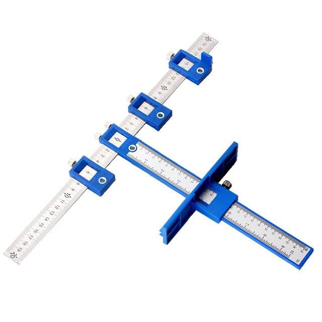 Punch Locator Multifunction Furniture Drill Adjustable Cabinet Handle Opening Punch Ruler Woodworking Joinery Hand Tool