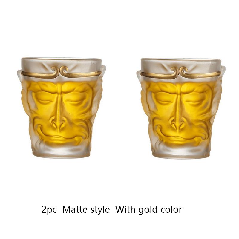 Бокал для вина с изображением обезьяны Сунь Укун, 3D-чашка для виски, короткая, для питья, прозрачная, для бренди соджу, стеклянная посуда для вина, кофе