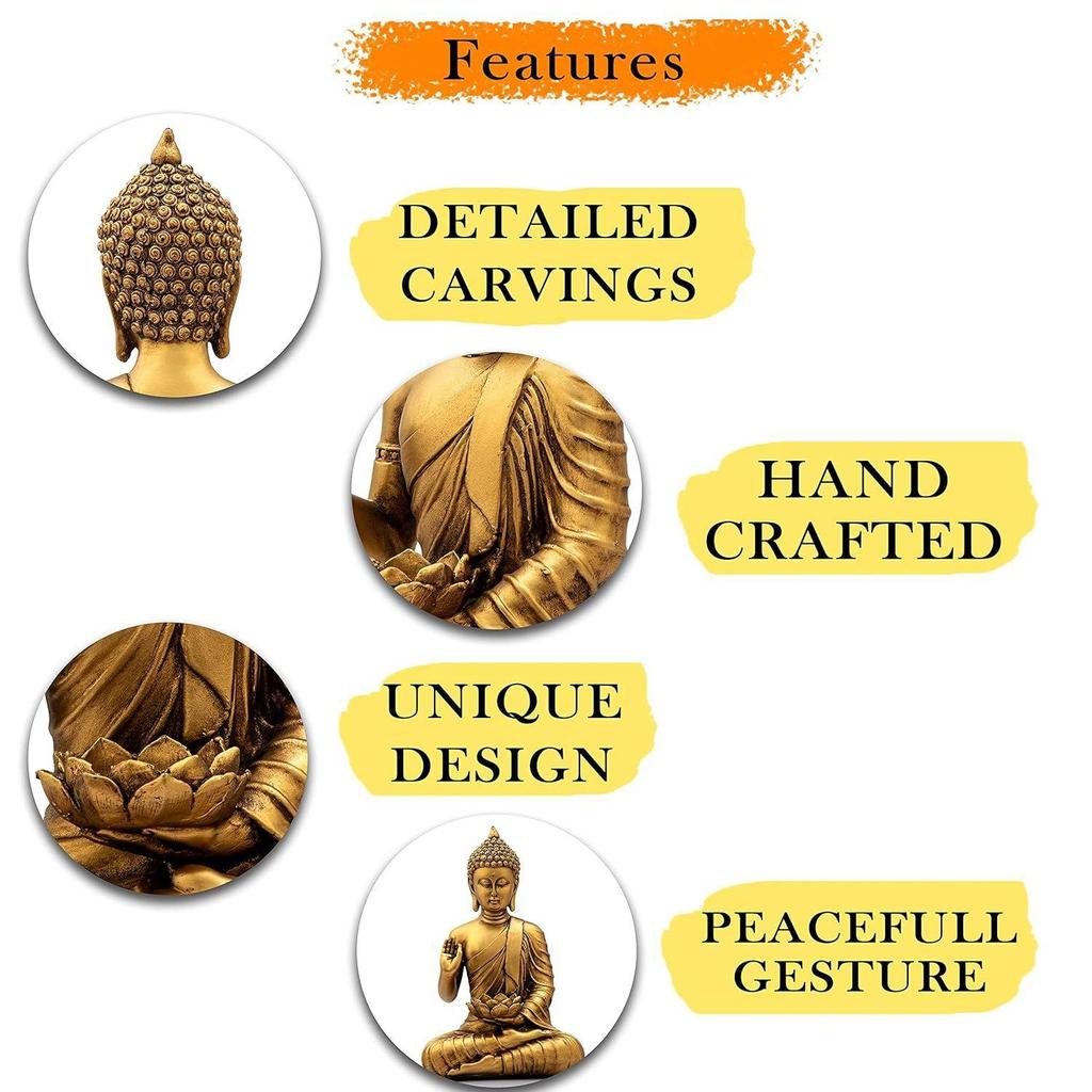 Статуя сидящего Будды, экспонат, идол, предметы домашнего декора для гостиной и подарки (Золотая 4)