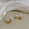 Women Light Luxury Minimalist Geometric Pearl Earrings Elegant 3D Stud Earrings Accessories Gift