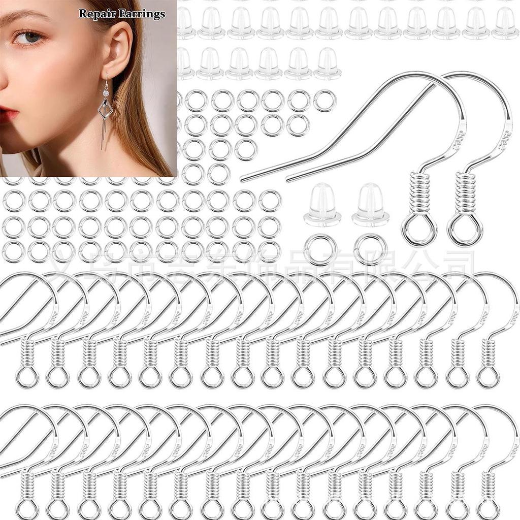 Leather Earring Ear Hook & Repair Kit with Lobster Clasps and Open Rings for DIY Jewelry