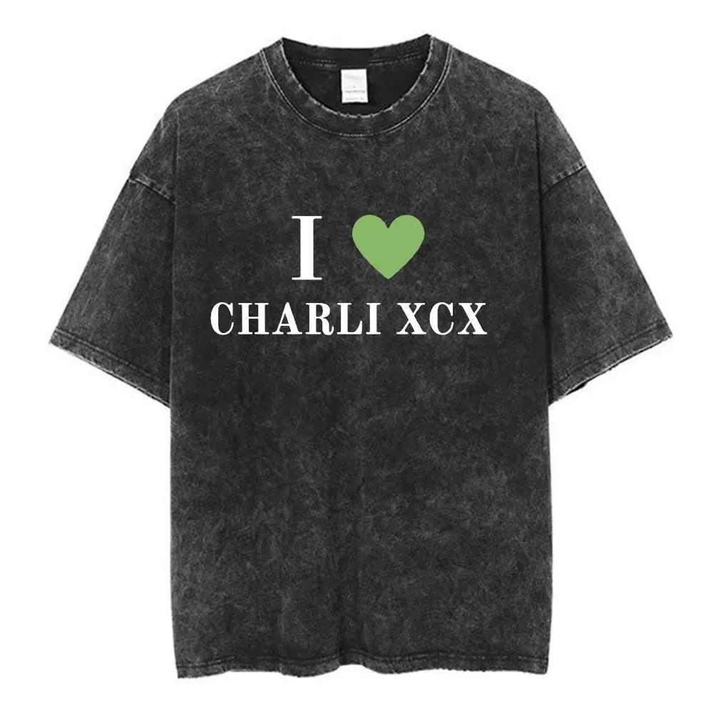 Charli Xcx Brat  Arena Tour Washed T Shirts Men Women Fashion Pop Music Tshirts Cotton Vintage Tshirt Oversized Streetwear