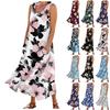 Женские модные летние повседневные платья без рукавов с цветочным принтом и маленькими карманами