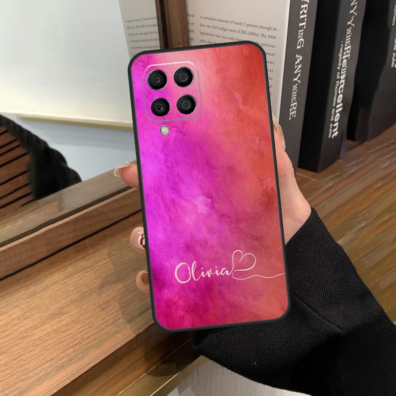 Personalised Watercolour Name Heart Case For Samsung Galaxy M12 M22 M32 M52 M13 M23 M33 M53 M20 M21 M31 M51 M14 M34 M54 M30s