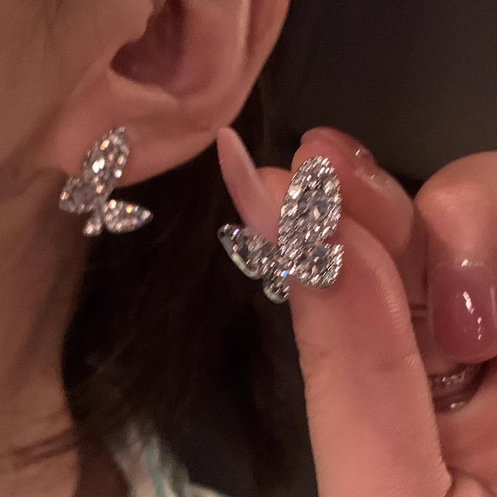 Popular Pearl Butterfly Earrings Women's Premium Sense Niche Light Luxury Silver Needle Earrings Ear Jewelry