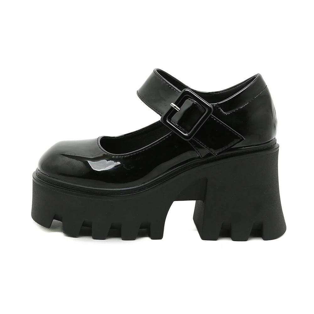 Модные женские туфли-лодочки в японском стиле на платформе, туфли Лолиты для женщин, массивный каблук, винтажные мягкие туфли для девочек, школьные туфли Мэри Джейн на каблуке