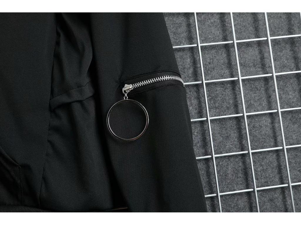 Men's 2021 Autumn Korean Style Hooded Hip-Hop Sweatshirt with Zipper and Ribbon Detailing