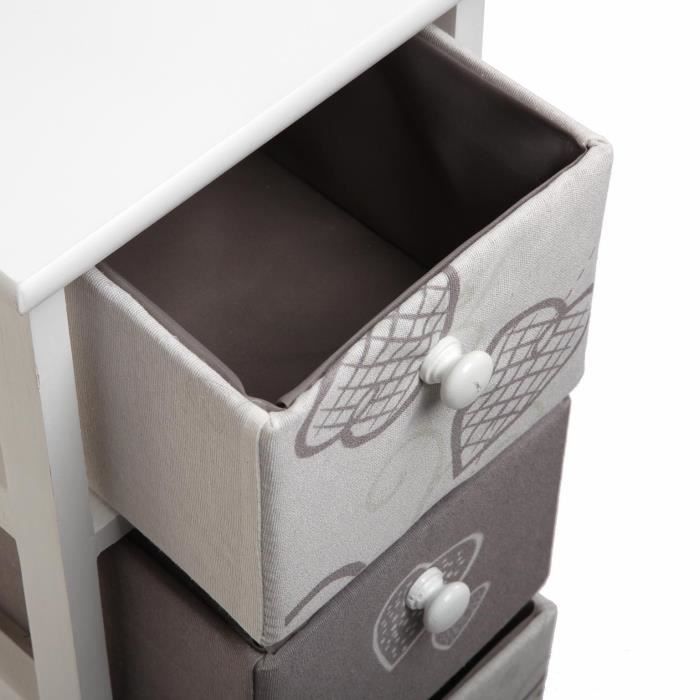 Armoire Étagère De Salle De Bain Cozy - 56 X 25 X 30 Cm - Commode Avec 3 Tiroirs De Rangement En Bois - Gris Et Blanc - Versa