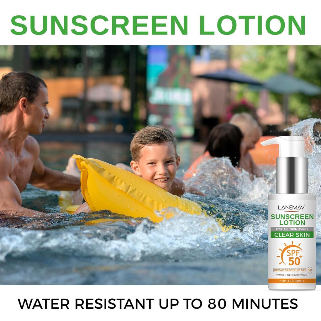 Солнцезащитный лосьон - Защита широкого спектра, легкий водостойкий солнцезащитный крем для тела - ежедневная защита от солнца во время пребывания на открытом воздухе для кожи, 80 мл