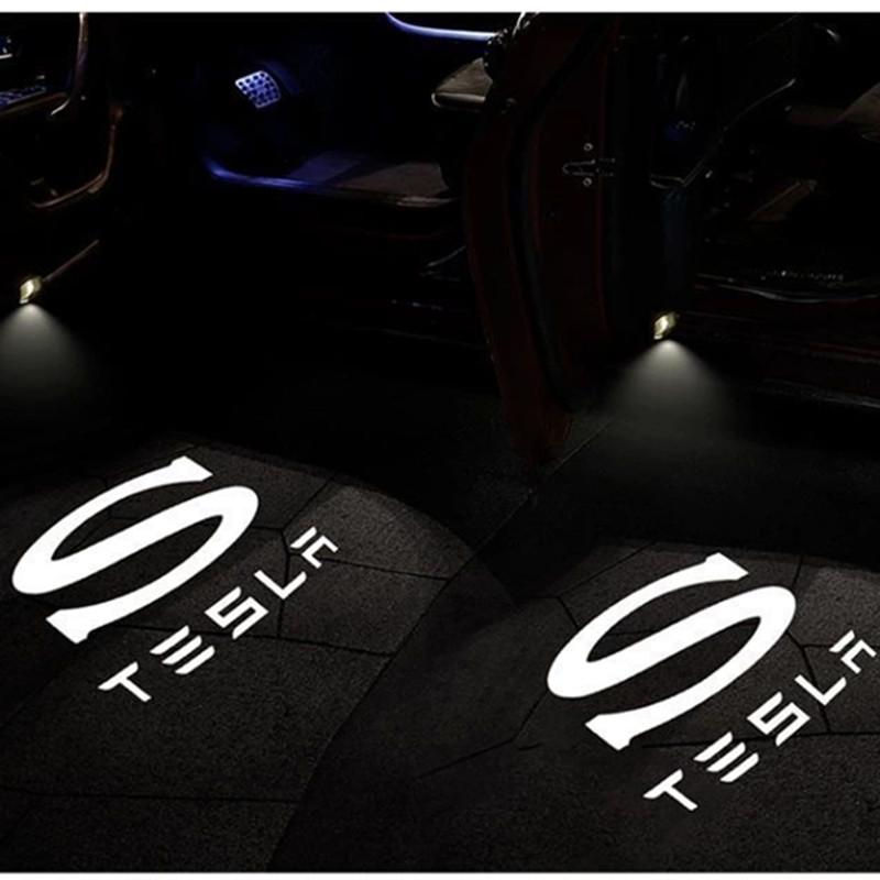 bjzqr4 2PCS Car Door HD LED Lamp Projector Courtesy Welcome Light For Tesla Model 3 S X highland Model Y 2025