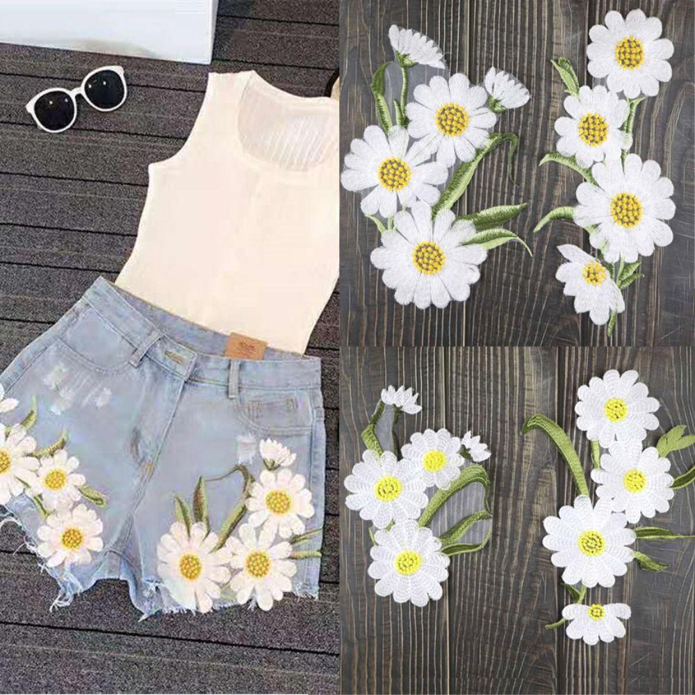 Daisy Clothing Applique Elegant Clothes Patches Flower Embroidered Patches  Sewing