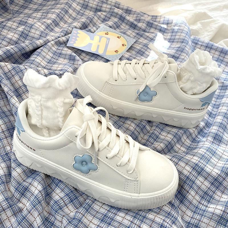 Студенческие женские маленькие белые туфли цвета мороженого, нишевые повседневные кожаные туфли с оригинальным дизайном, дышащие водонепроницаемые кроссовки