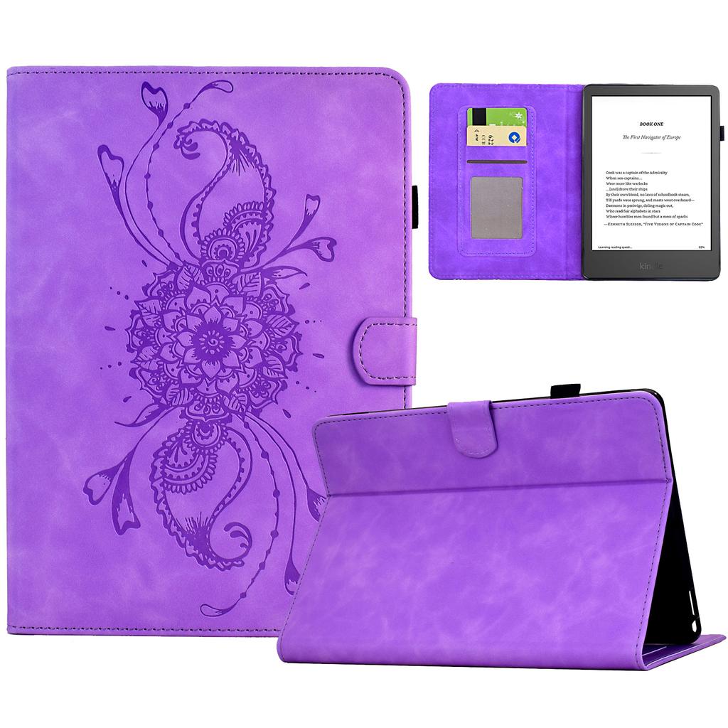 Для Amazon Kindle 6" (2024)/(2022) Чехол Мандала Кожаный чехол для планшета с тиснением и отделениями для карт