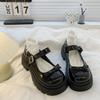 Thick-soled Mary Jane Small Leather Shoes for Women's British Style 2025 New One-word Mouth with Bow, Light Mouth Single Shoes for Women