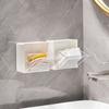 Wall Mounted Storage Box Clamshell Design Plastic Cotton Swab Storage Holder