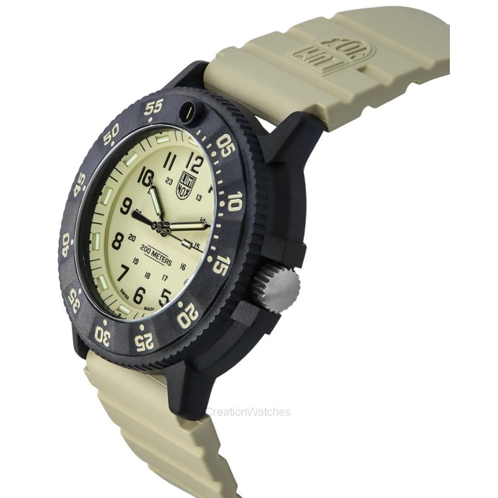 Luminox Оригинальные мужские часы Navy Seal EVO с резиновым ремешком и бежевым циферблатом, кварцевые, для дайвинга XS.3010.EVO.S 200M