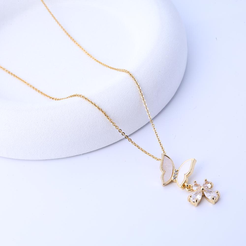 Маленькое нишевое ожерелье-бабочка с кисточкой для женщин, с легким роскошным и универсальным дизайном, изготовлено из перламутрового циркона