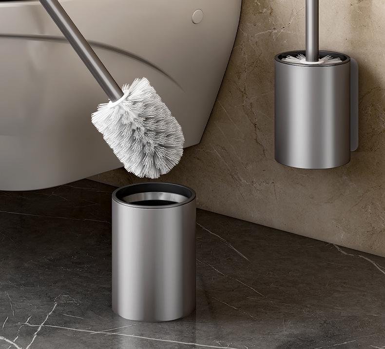 Настенная туалетная щетка с длинной ручкой - Установка без сверления, Без мертвых углов, Набор для уборки ванной комнаты