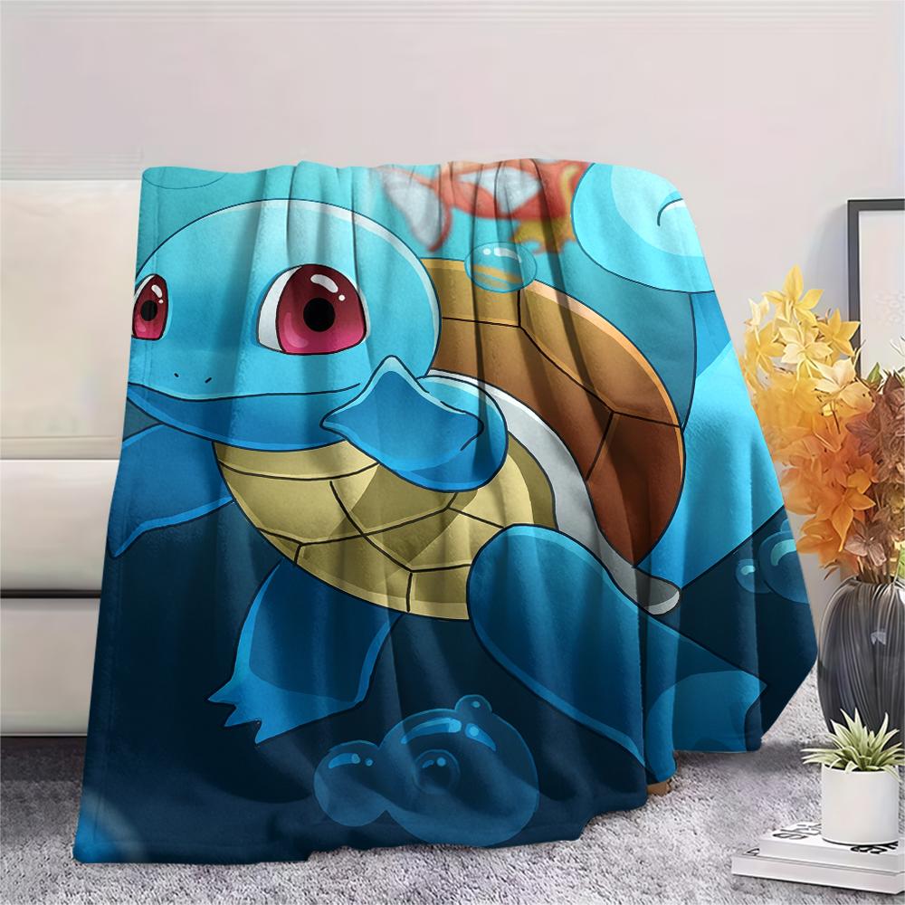 Фланелевое одеяло с рисунком «Черепашка» (Squirtle), Высококачественное, Удобное для всех сезонов, Декор для дома, Тепло и уют, Идеально для подарков.