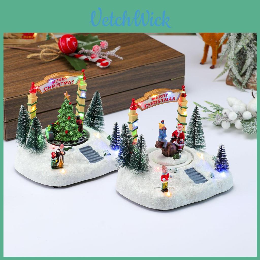 Resin Snow Scene Rotating Seesaw Music Box With Lightup Feature For Christmas Tree Decor And Collectors