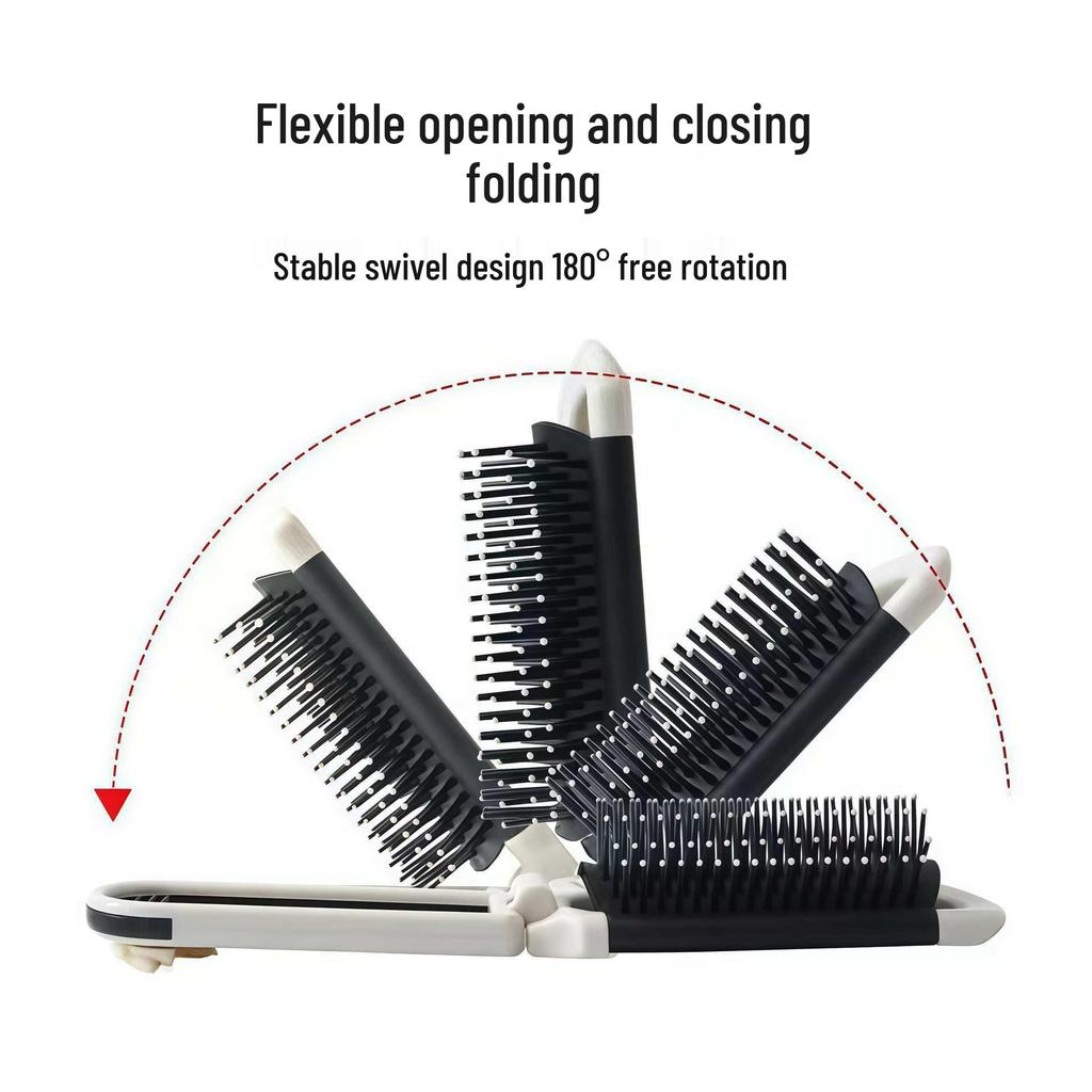 Folding Pocket Comb and Mirror - Women's Airbag Cushion for Smooth Hair and Massage