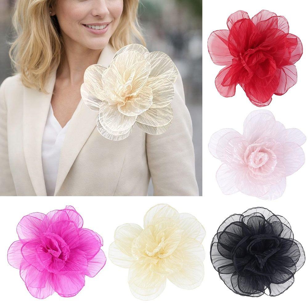 Handmade Oversized Yarn Flower Fairy Style Flower Corsage Elegant Dress Pin  Women