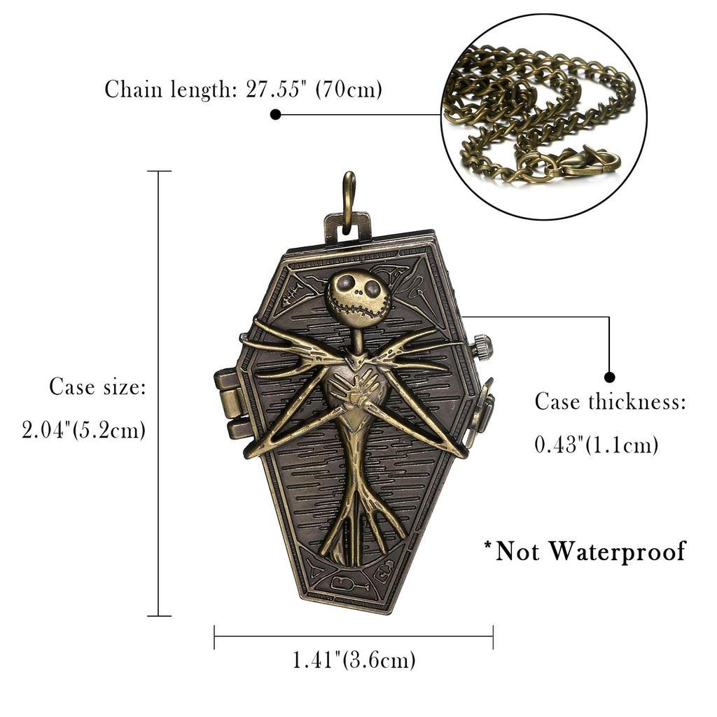 JEWELRYWE Череп Череп Карманные часы Антикварный замок карманные часы кулон ожерелье часы на день рождения годовщина рождественский подарок бронза косплей Хэллоуин