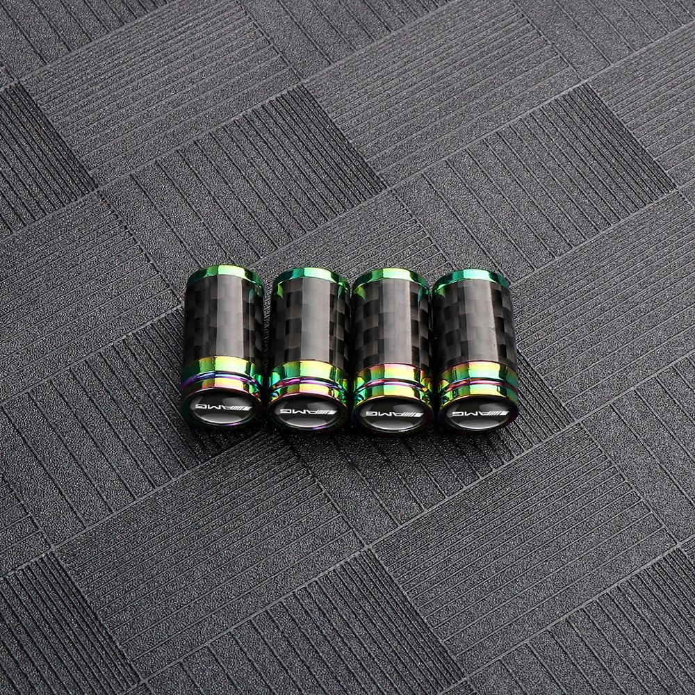 VFO1 4PCS Carbon Fiber Car Styling Wheel Tires Valve Caps Dust Covers for Mercedes Benz E C G M S Class AMG W204 W212 W176 W108 GLA