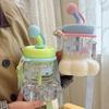 1 л Милая пластиковая бутылка для воды с трубочкой для девочек Креативные кошачьи лапки Большая емкость Настольная поилка Портативная студенческая питьевая бутылка