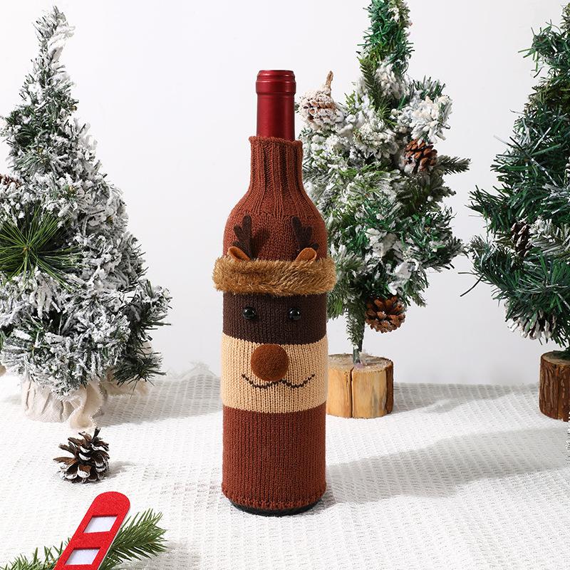 Merry Christmas Festival Decoration Supplies Christmas Wine Bottle Covers Knitted Wine Bottle Bags for Christmas Birthday Party