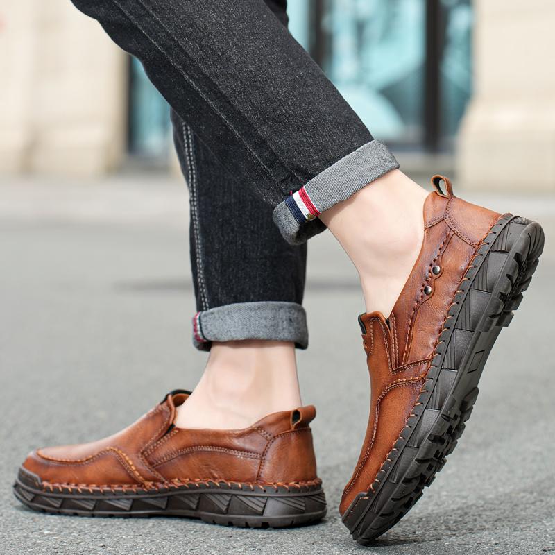 Мужская кожаная повседневная кожаная обувь большого размера с высоким берцем в стиле ретро, короткие сапоги