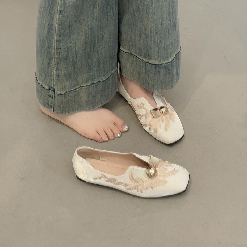 Ретро весна новые женские туфли на низком каблуке универсальные квадратный носок туфли без каблука женские мокасины плоская подошва