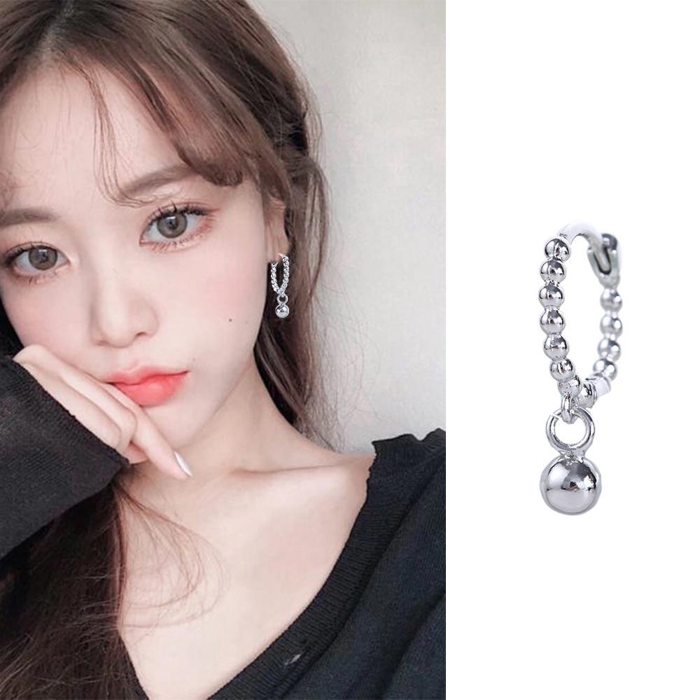 Simple Temperament Beads Korean Copper Fashion Jewelry Stud Earrings Ear Buckle Hoop Earrings