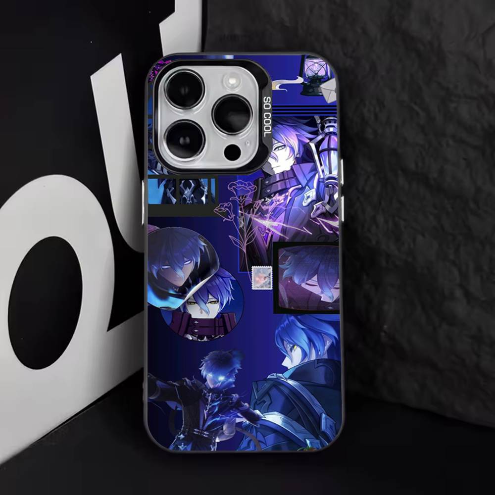 Чехол для телефона Genshin Impact F-Flins Для iPhone 17,16,15,14,13,12,11,Pro,Max,Plus,E,Air,Mini Черный ТПУ Чехол