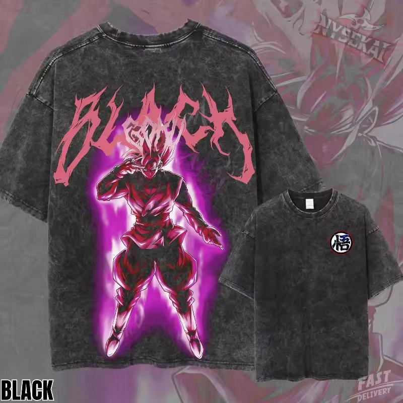 Vintage Washed Anime T-Shirt: Goku Black Oversized Graphic Tee