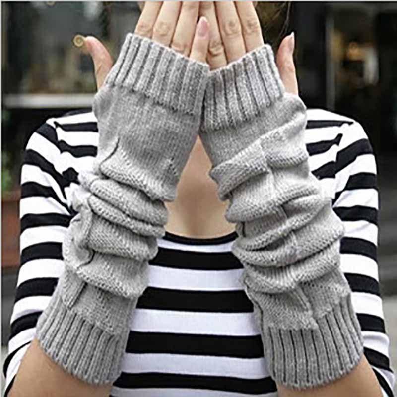 Стильные Модные Женские Перчатки Митенки Длинные Без Пальцев Вязаные Крючком Для Комфорта
