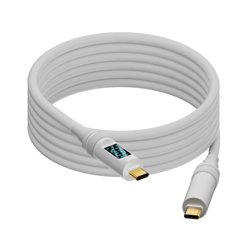 PD100W Quick Charging Cable USB C to TypeC Wire with LED Screen, 8K Video Output & OTG Support