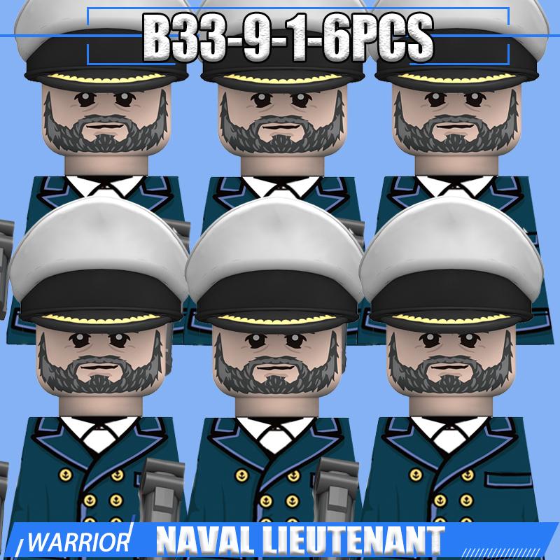 Фигурки военных моряков времен Второй мировой войны, строительные блоки, лидер, армейский воин, командир лодки, артиллерийские аксессуары, кирпичики-оружие, игрушки, подарки