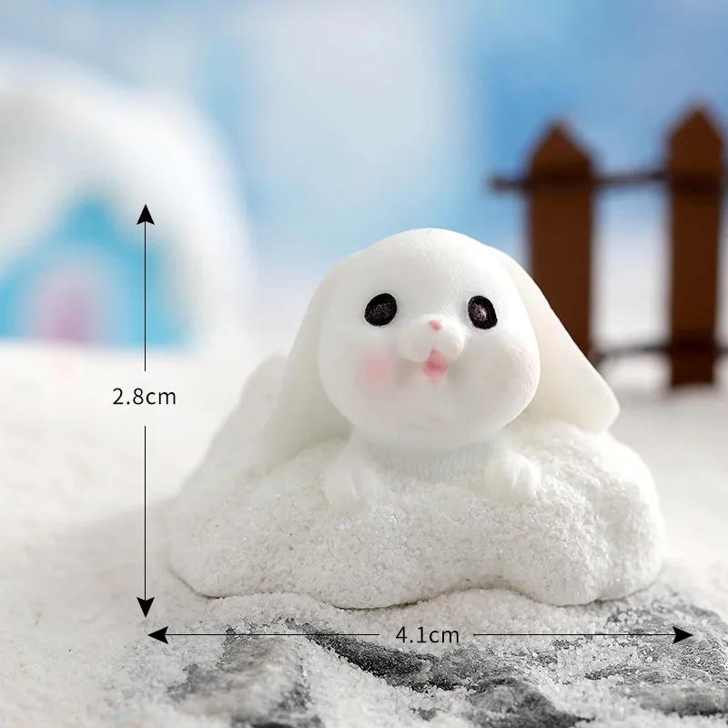 Cute Rabbit Bunny Ornament Resin Home Mini Bunny Miniature Figurines Miniature Landscape Decoration Home Easter Decoration