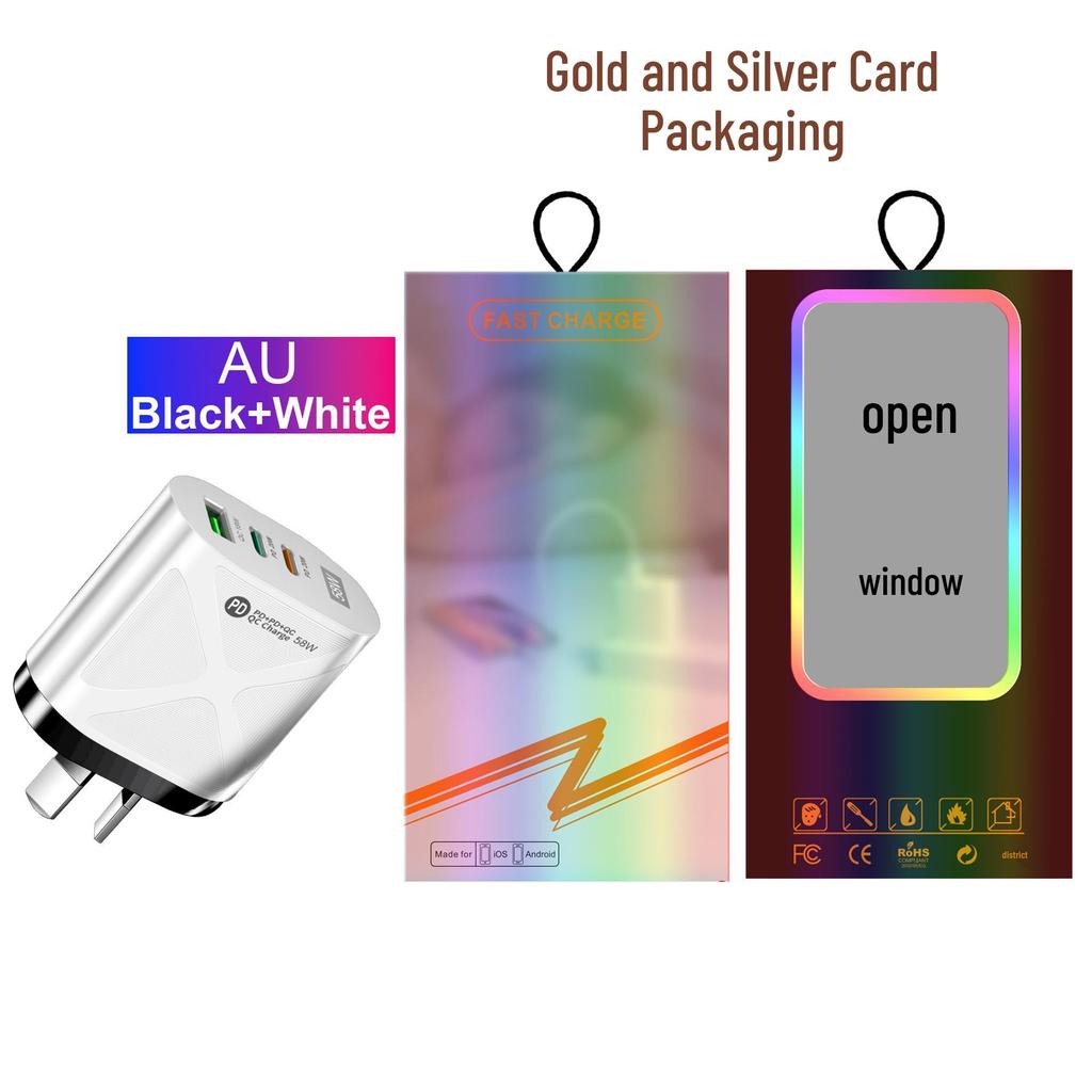 58W Dual Fast Charger with 2PD + QC3.0 for EU/US/UK/AU Plugs