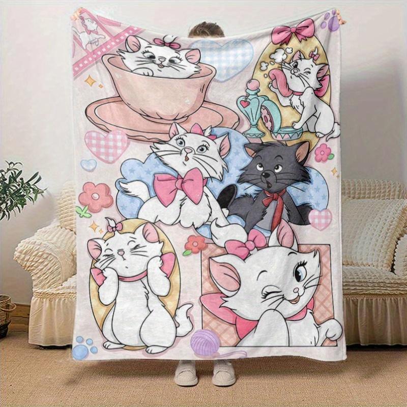 1pc, Marie Cat (1) Home Decor Flannel Blanket, Perfect Gift for Bedroom, Living Room, Travel, Camping, Car, Beach, Office Nap, Ideal Sofa Throw, Outdo