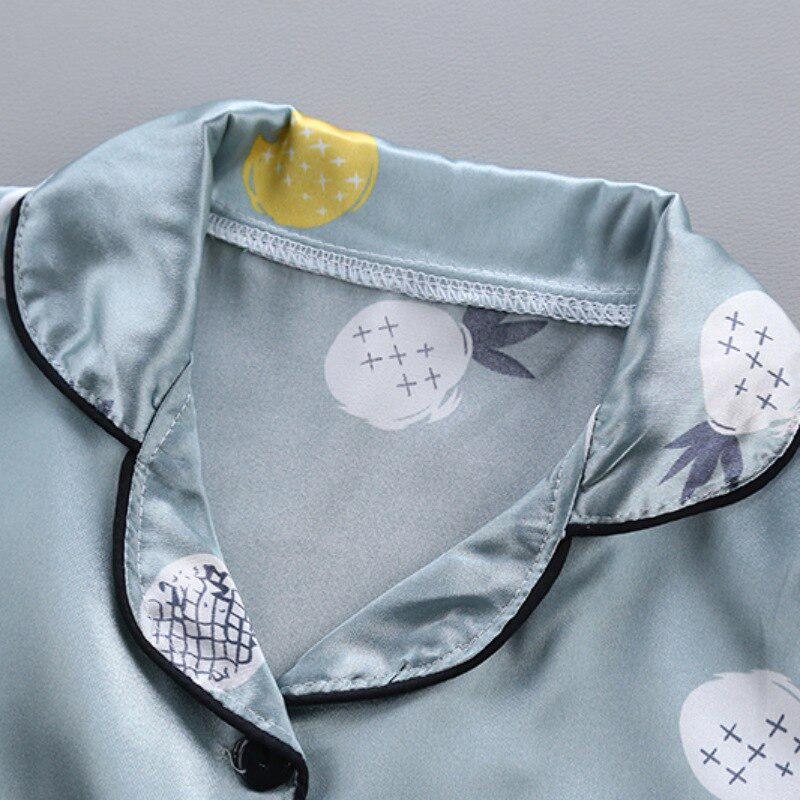 Детский пижамный комплект, летние топы с короткими рукавами и принтом ананаса для мальчиков и девочек, брюки, одежда для сна