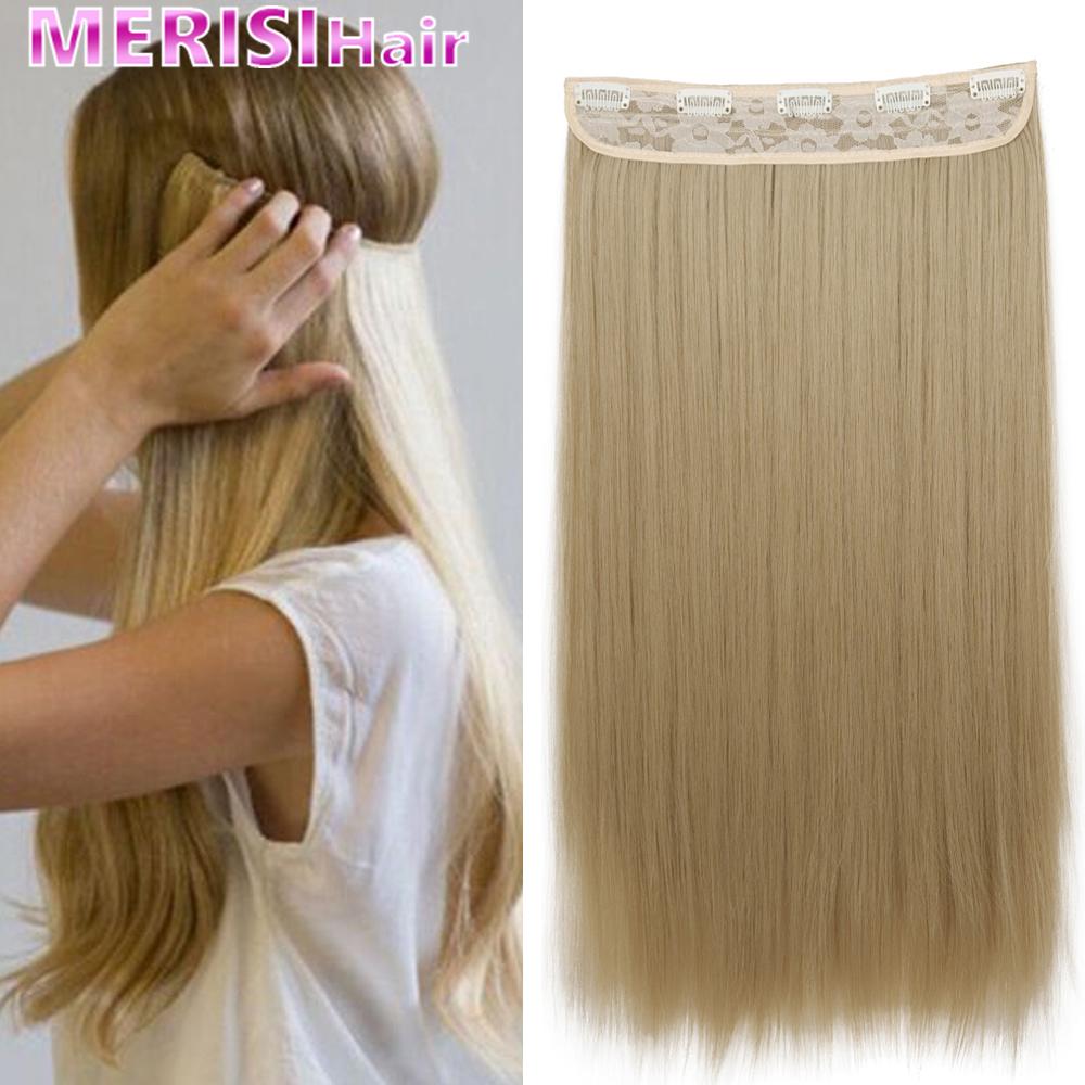 MERISIHAIR 5 зажимов для наращивания волос, синтетические длинные прямые волосы, прическа, высокотемпературное волокно, золотисто-коричневый, черный