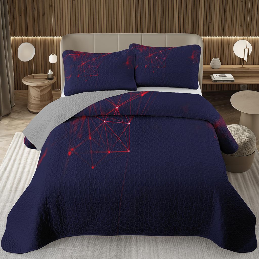 Rainbow Line Twin Queen Bedspread Colorful Abstract Geometric Quilted Bedding Set Bohemian Geometric Reversible Printed Coverlet