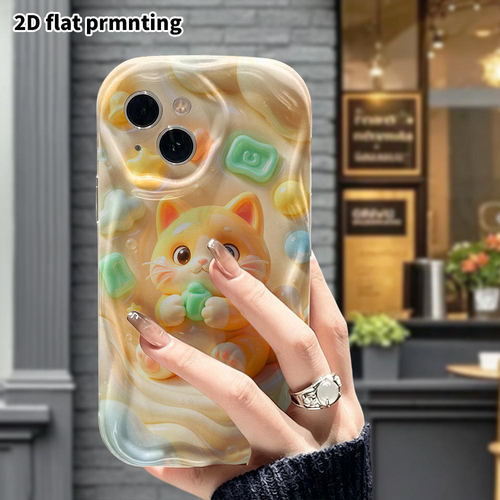 Phone Case: 2D flat design suitable for iPhone 18 17 16 15 14 13 Pro protective case, featuring a cute candy orange cat, perfect Christmas and Hallowe