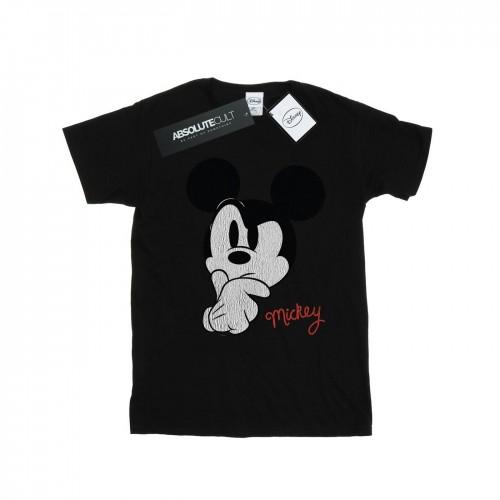 Disney Womens/Ladies Mickey Mouse Distressed Ponder Cotton Boyfriend T-Shirt
