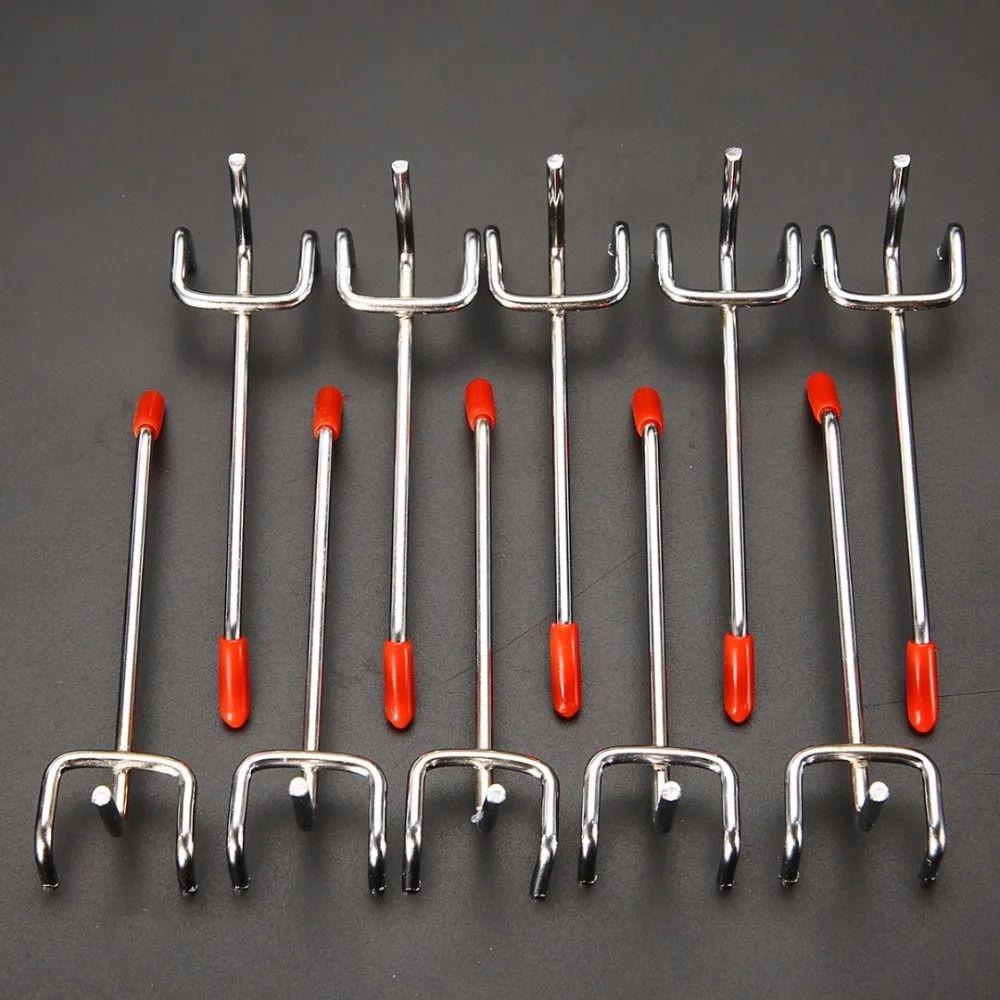 1Pcs Storage Rack Hole Board Hook Steel Wall Mount Oblique Hanger with Rubber Cover Hardware Tool Pegboard Hook