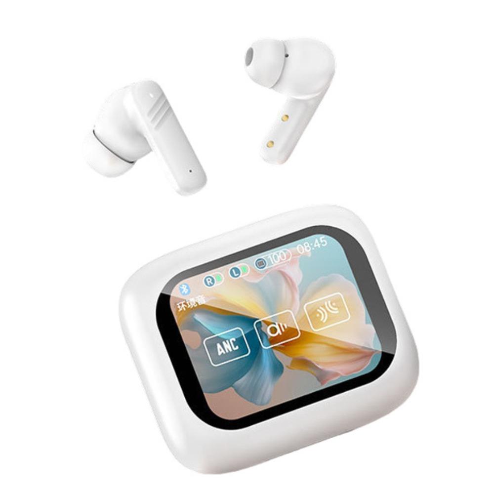 Bluetooth 5.4 Полноэкранные наушники Smart LCD с микрофоном ENC и ANC, Bluetooth-наушники-вкладыши с шумоподавлением