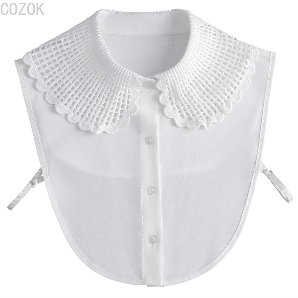 Fashion Women's Embroidery Shirt Fake Collar Removable Mujer Faux Cols White Sweater False Collar Lapel Shirt Blouse Detachable