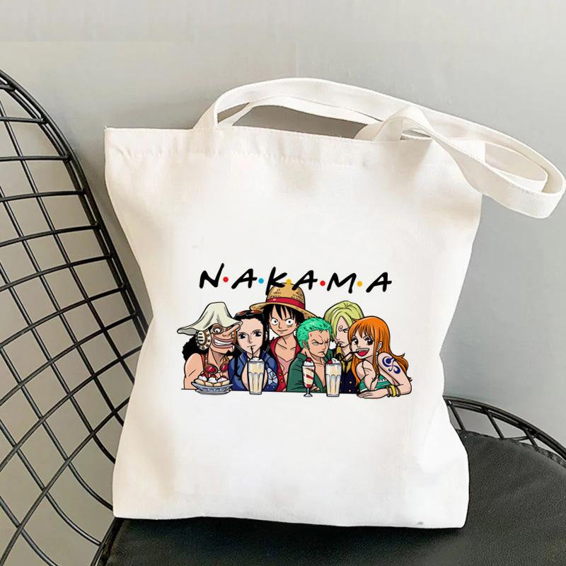 Японские мультфильмы комиксы One Piece Печать Холщовая сумка Покупка Наплечная сумка Складная сумка-тоут 0030